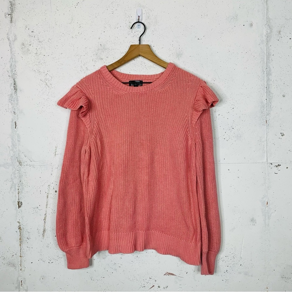 Summersalt Ruffle Shoulder Knitted Pink Sweater Size Large